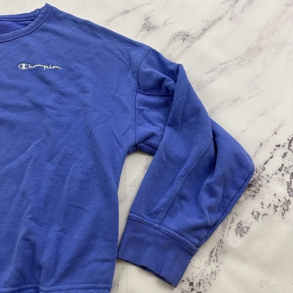 Champion Womens Cropped Pullover Sweatshirt Size M Periwinkle Purple Lounge - Picture 3 of 12